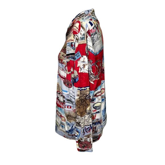 Chico's Nautical Traveler Multicolor Print Zip Front Long Sleeve Jacket Stretch - Picture 4 of 6